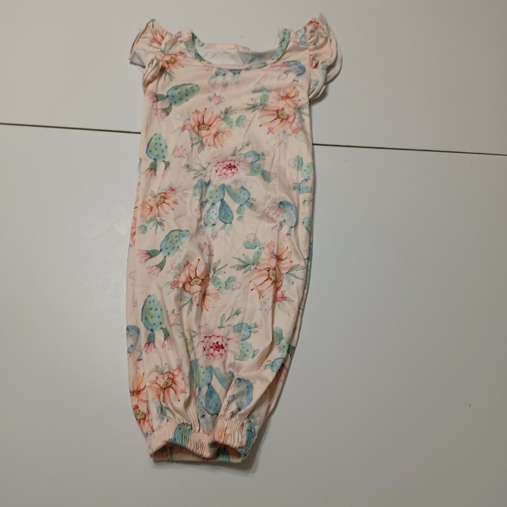 Boutique Dress Girls One Size NB Sleep Sack Gown Cactus White 100% Polyester 0-6